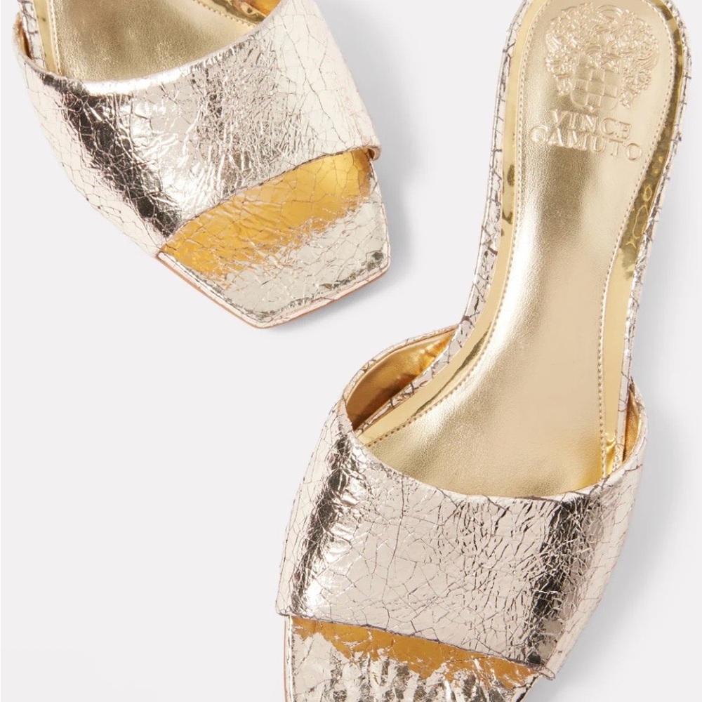 Vince Camuto Faiza Metallic Gold leather kitten heel